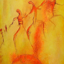 Tapani Ahtonen ”Aurinkotanssi”, 75 x 122 cm, 2007, graafinen maalaus(öljyväri), hinta 3300 €